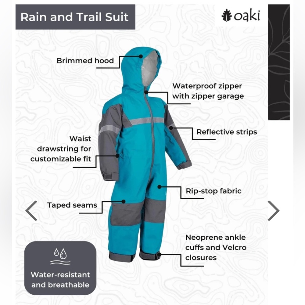 COPY - Oaki Kids One-Piece Waterproof Trail Rain Suit